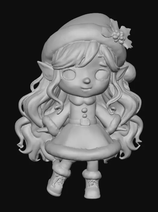 3D model for Adorable chibi elf girl dressed for Christmas , #Christmas2025#