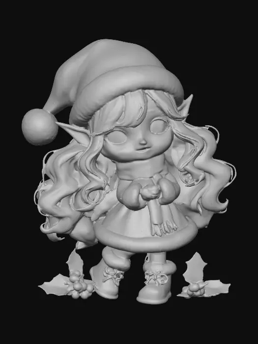 3D model for Adorable chibi elf girl dressed for Christmas , #Christmas2025#