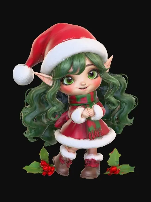 3D model for Adorable chibi elf girl dressed for Christmas , #Christmas2025#