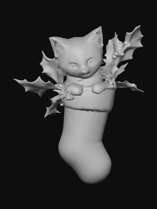 3D model for Christmas Kitten Stocking, #Christmas2025#