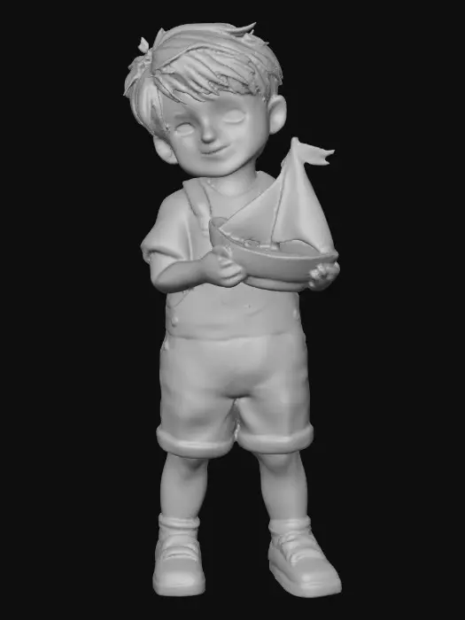 3D model for Boy with Toy Sailboat