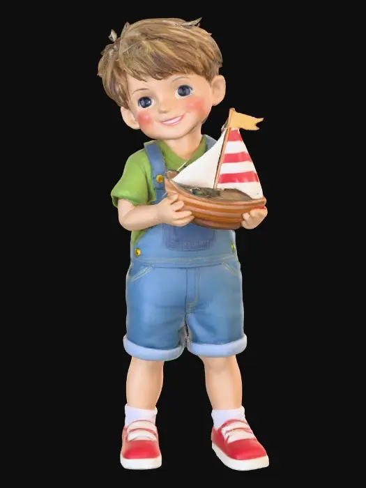 3D model for Boy with Toy Sailboat