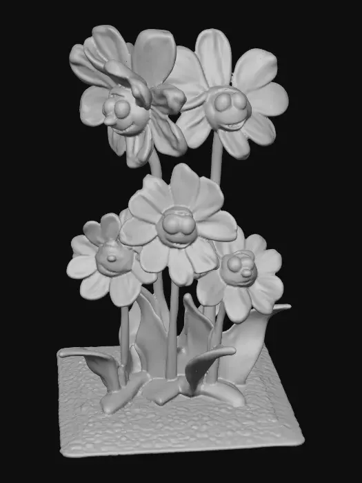 3D model for A trio of talking flowers alice in wonderland stylized cartoonish talking flowers in full color