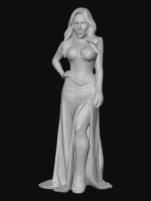 3D model for Sultry Goldilocks" a glamorous sexy reimagining of the classic fairy tale character. This aesthetic often blends the traditional yellow, gold, and blue color palette with modern elements like bold makeup, elaborate blonde hair styling, or high-fashion photography