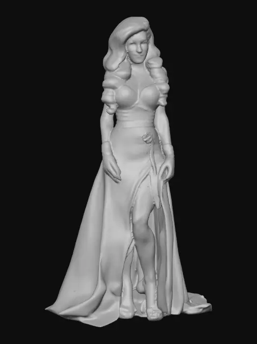 3D model for Sultry Goldilocks" a glamorous reimagining of the classic fairy tale character. This aesthetic often blends the traditional yellow and blue color palette with modern elements like bold makeup, elaborate blonde styling, or high-fashion photography