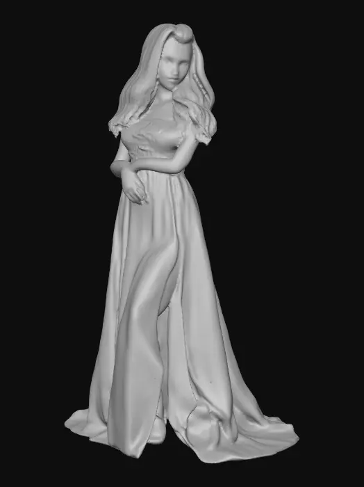 3D model for Sultry Goldilocks" a glamorous reimagining of the classic fairy tale character. This aesthetic often blends the traditional yellow and blue color palette with modern elements like bold makeup, elaborate blonde styling, or high-fashion photography