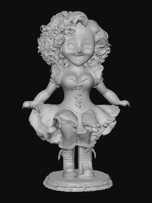 3D model for Crimson Curls in a Blue Polka Dot Dress