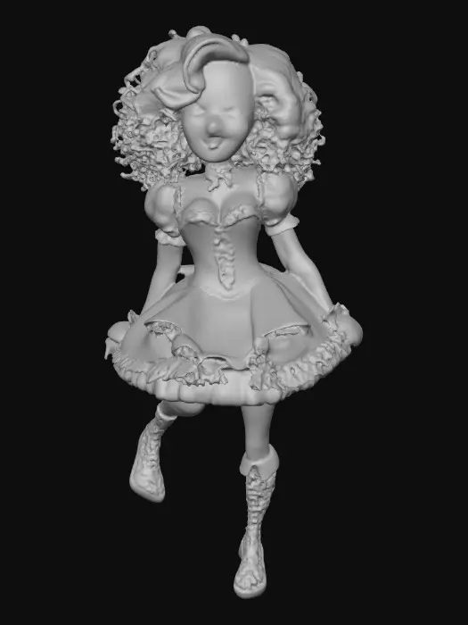 3D model for Curly Red Princess in Blue Dress