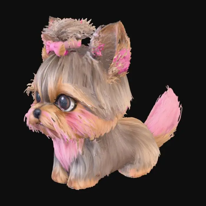 3D model for Adorable Yorkie with a bow in the hair