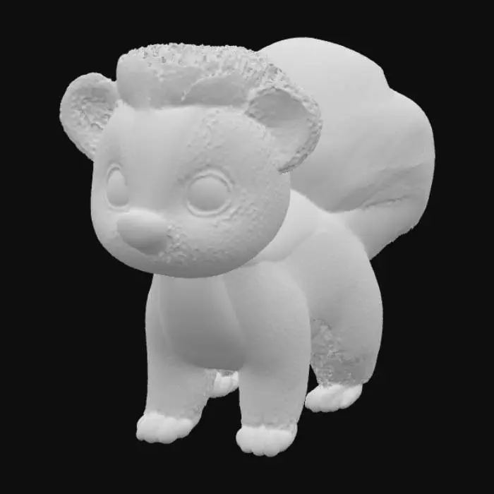 3D model for An adorable toy like skunk sitting in a patch of vibrant 5 petal flowers. 