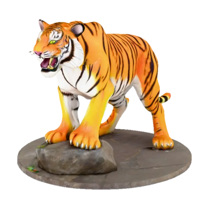 A magnificent roaring bengal tiger with fully opened glorious peacock like feathers… 3D model, vytvořený pomocí AI