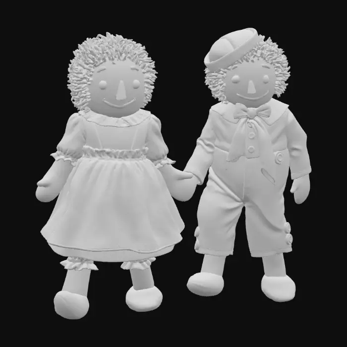 3D model for Doll Pair Vintage Illustration