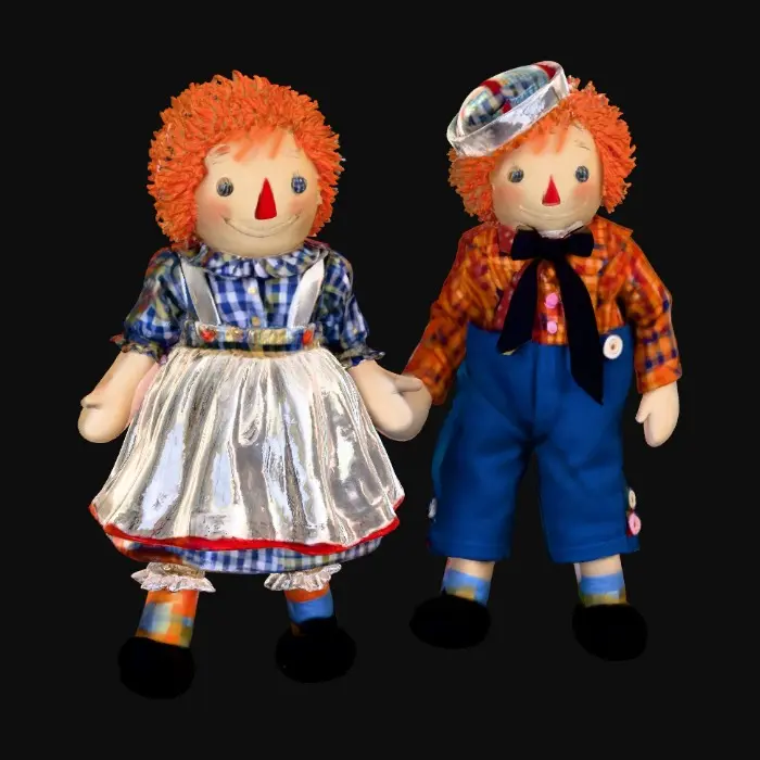 3D model for Doll Pair Vintage Illustration