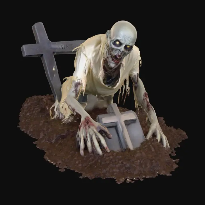 3D model for Create a creepy zombie crawling out of the grave with a cross, #Halloween2025#