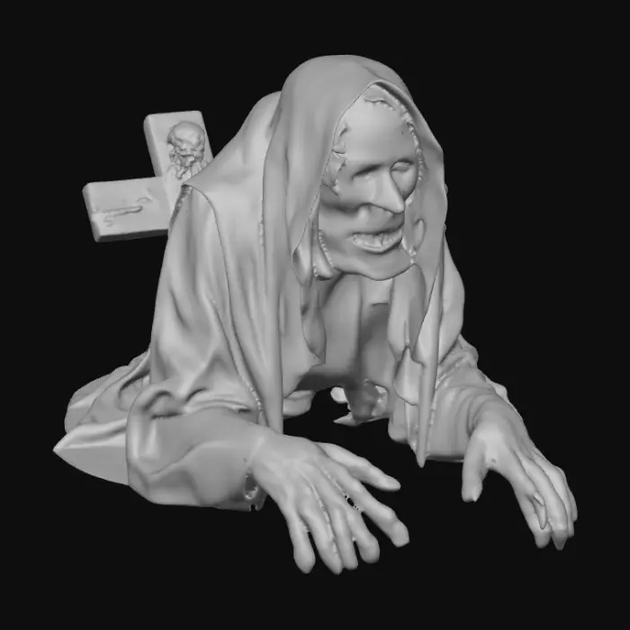 3D model for Create a creepy zombie crawling out of the grave with a cross, #Halloween2025#