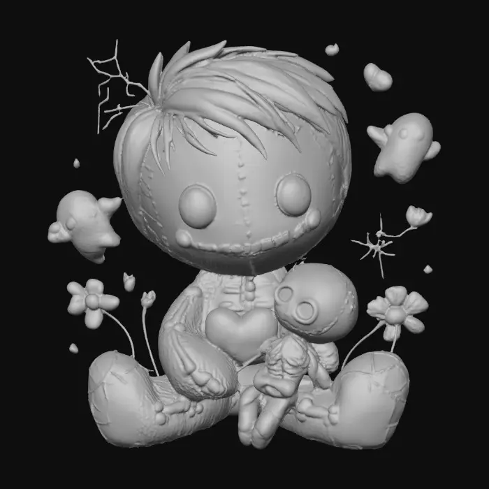 3D model for Skeleton Friends with Heart, #Halloween2025# zombie ghost spiderweb