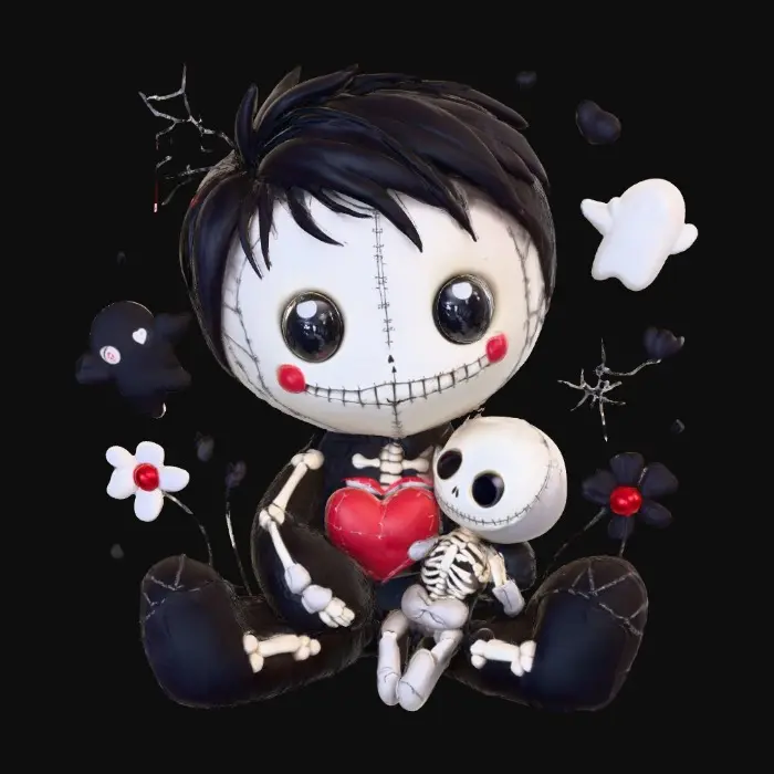 3D model for Skeleton Friends with Heart, #Halloween2025# zombie ghost spiderweb