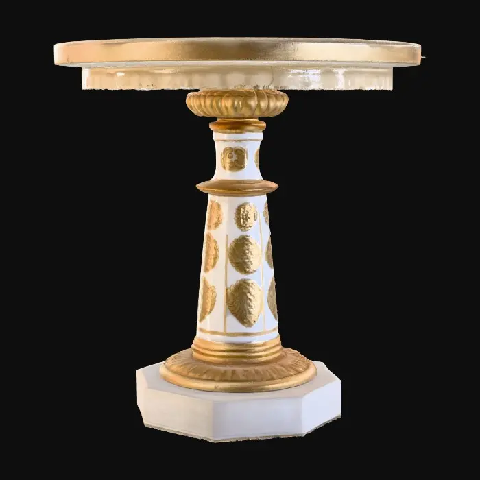 3D model for Ornamental, round , Pedestal,  gold, white, concrete, Table, Rocco #Thanksgiving#