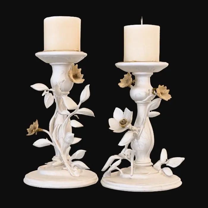 3D model for Short European stlyed candlestick bases , very ornate and vintage leaves, flowers, vines .[without candle]   #Thanksgiving#
