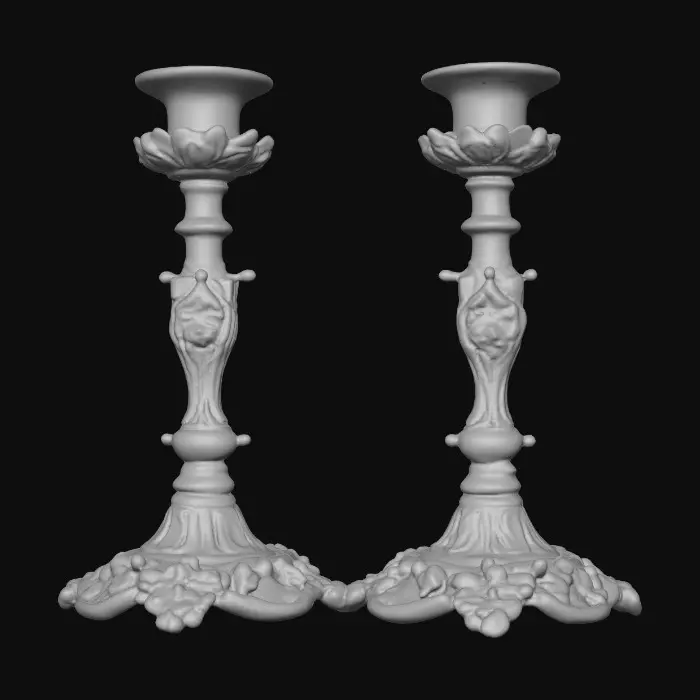 3D model for Short European stlyed candlestick bases , very ornate and vintage leaves, flowers, vines .[without candle]   #Thanksgiving#