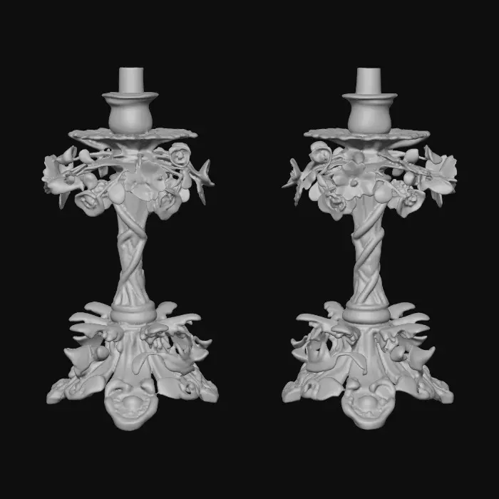 3D model for Short European stlyed candlestick bases , very ornate and vintage leaves, flowers, vines .[without candle]   #Thanksgiving#