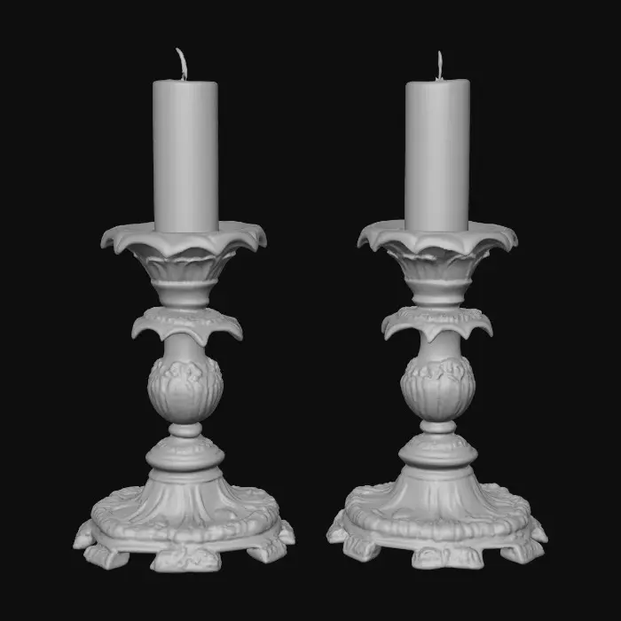 3D model for Short European stlyed candlestick bases , very ornate and vintage leaves, flowers, vines .[without candle]   #Thanksgiving#
