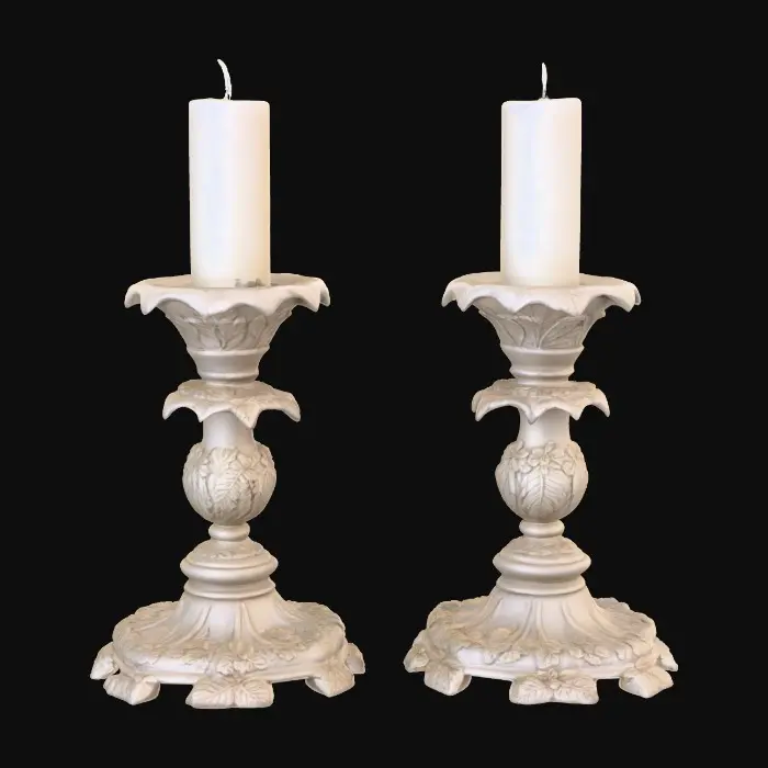 3D model for Short European stlyed candlestick bases , very ornate and vintage leaves, flowers, vines .[without candle]   #Thanksgiving#
