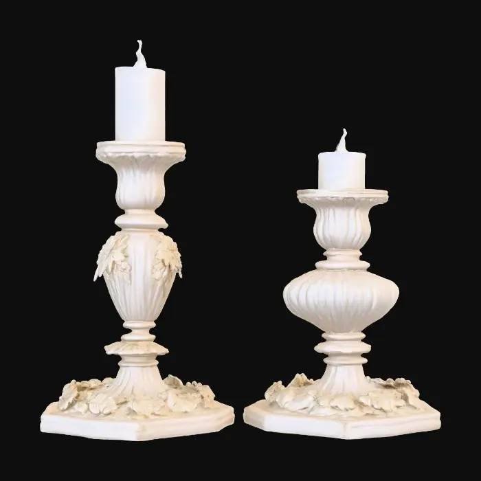 3D model for Short European stlyed candlestick bases , very ornate and vintage leaves, flowers, vines .[without candle]   #Thanksgiving#
