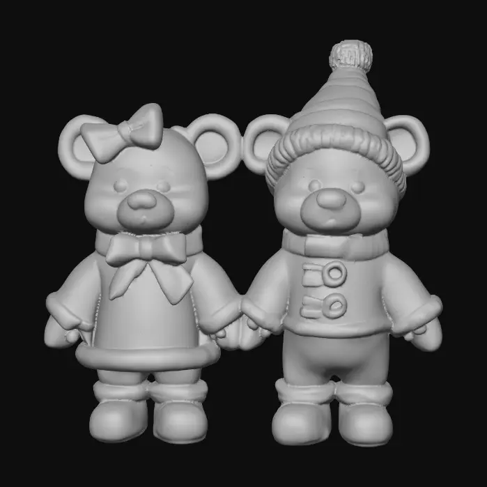 3D model for Girl and boy christmas party teddy bears. Dressed in colors of pink, burgundy, pine green, and gold. , #Christmas2025#