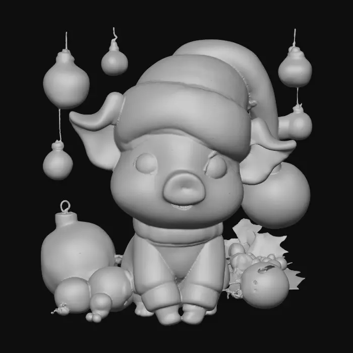 3D model for Festive Piglet Cheer, #Christmas2025#