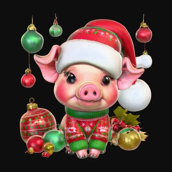 3D model for Festive Piglet Cheer, #Christmas2025#