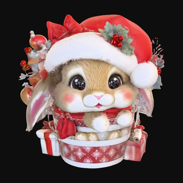 3D model for Festive Bunny in a Bucket, #Christmas2025#
