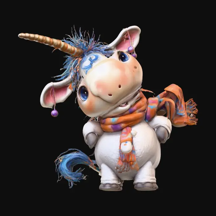 3D model for Furry Unicorn in Scarf, #Christmas2025#