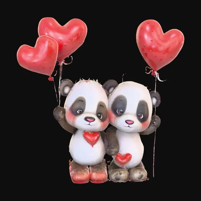 3D model for Panda Love Balloons