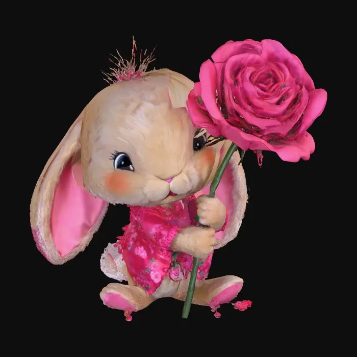 3D model for Blushing Bunny with Rose