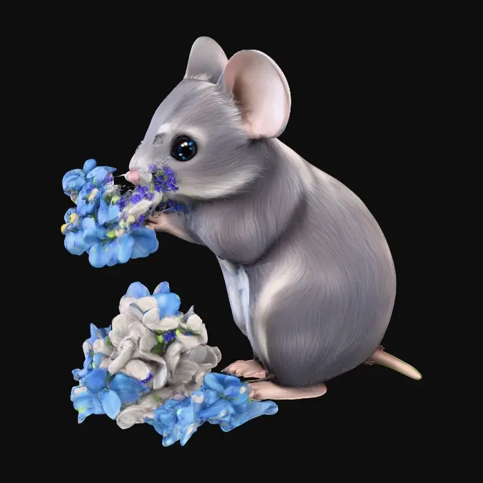 3D model for Mouse and Blue Blossoms
