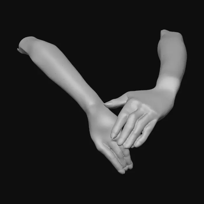 3D model for A pair of Porcelain doll female Arms with well manicured and lacquered nails. Perfect form with intricate details. Perfect feminine delicate hands.