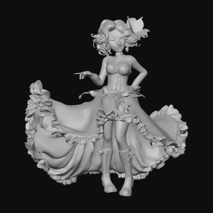 3D model for Azure Butterfly Ballgown