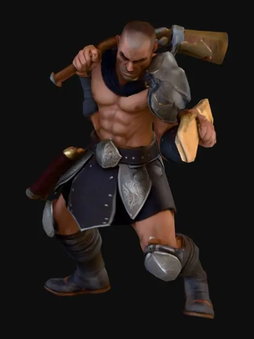 3D model for generate a intimidating guy holding a club menacingly
