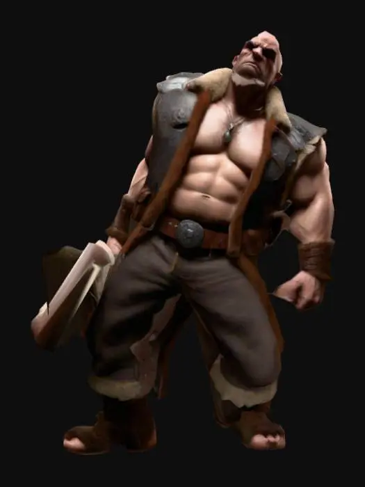 3D model for generate a intimidating guy holding a club menacingly
