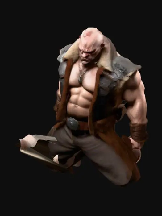 3D model for generate a intimidating guy holding a club menacingly
