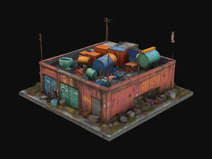 3D model for Industrial Depot full of junk