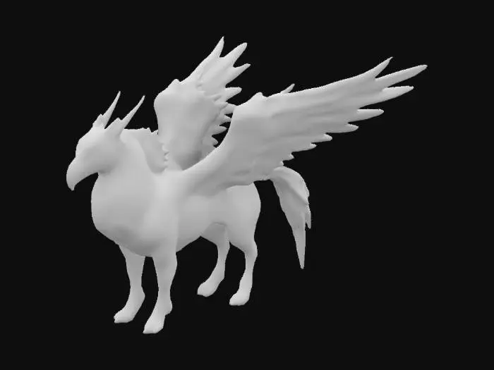3D model for White Hippogriff, game ready 3d model, detailed