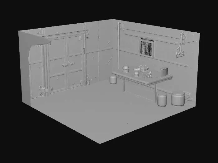 3D model for Dungeon tile diorama of a fallout shelter bunker