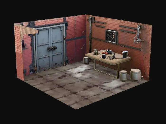 3D model for Dungeon tile diorama of a fallout shelter bunker