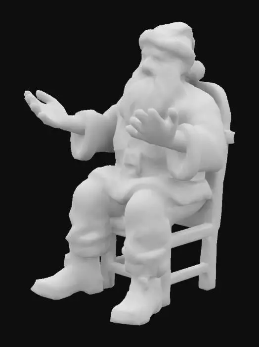 3D model for #ChristmasAdventure#, Santa Claus, funny, A-Pose, game ready 3d model, detailed, he's tied sitting down and scared