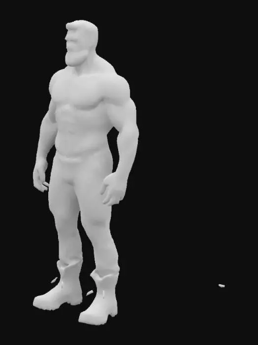 3D model for Platinum blonde Henry Cavill with beard; black lightning tattoo on the pectoral; muscular body; black tight pants and black boots;  5'9'' height, game ready 3d model, detailed