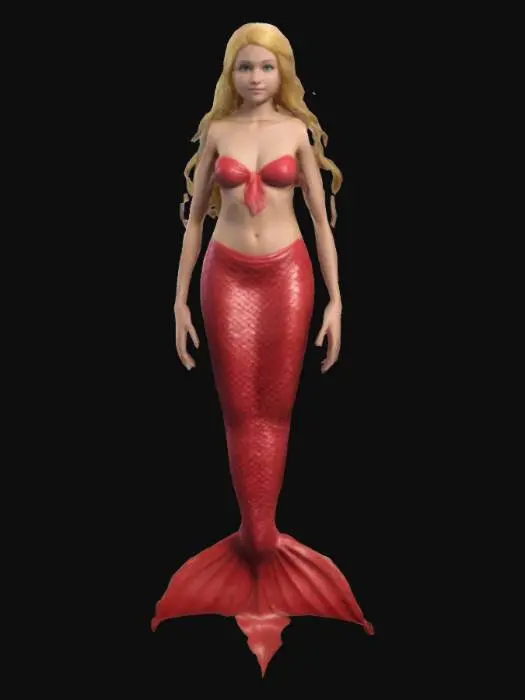3D model for  20-year-old mermaid, 5'8'' height, game ready 3d model, detailed