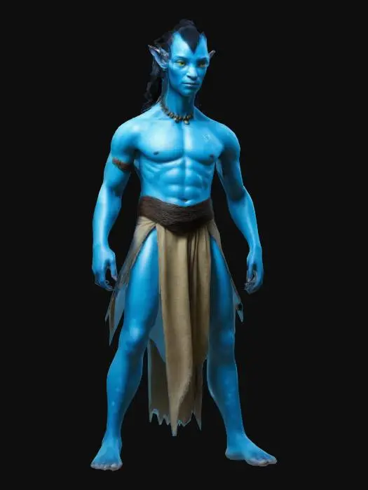 3D model for Metkayina, a clan of the Na'vi, a fictional humanoid species The Avatar films, sea blue color, 6'0'' height, Highly Detailed, Ultra Realistic, Full Body, A-pose