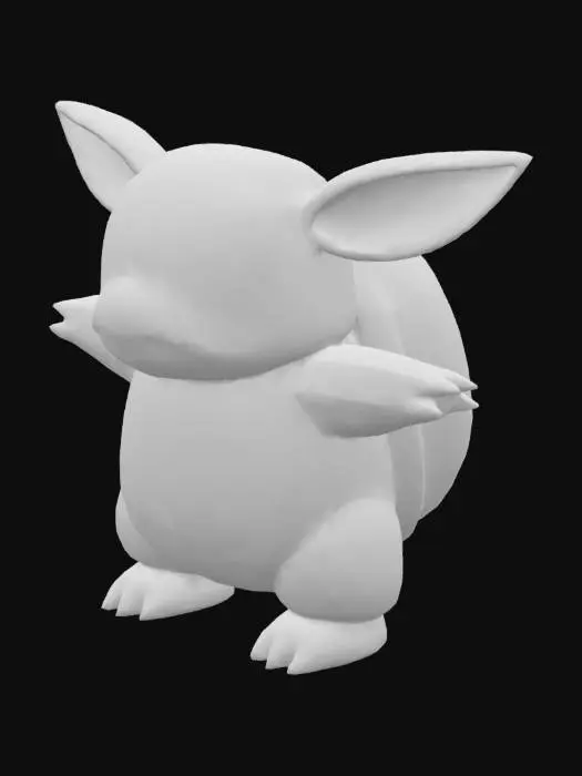 3D model for A Squirtle with cute ears and neon runes on the back, short height, Highly Detailed, Ultra Realistic, Full Body, T-pose